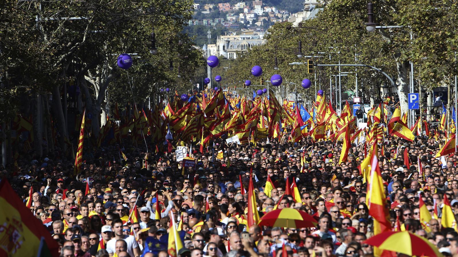 Foto: Miles de personas se concentran en el Paseo de Gracia de Barcelona, durante una manifestación convocada por la entidad Societat Civil Catalana en el centro de la ciudad bajo el lema "Todos somos Cataluña". (EFE)