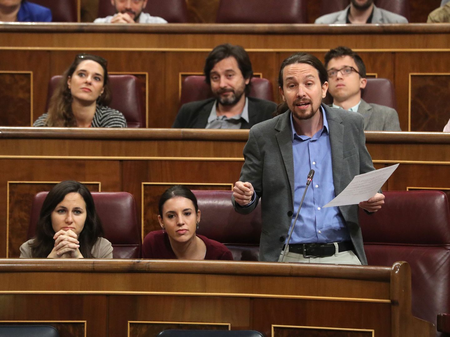 El líder de Podemos, Pablo Iglesias, en el Congreso de los Diputados. (EFE)