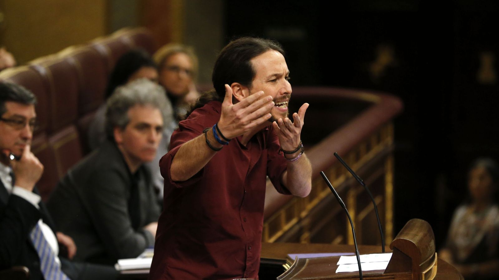 Foto: El líder de Podemos, Pablo Iglesias, durante su intervención previa a la segunda votación de la sesión de investidura. (EFE)