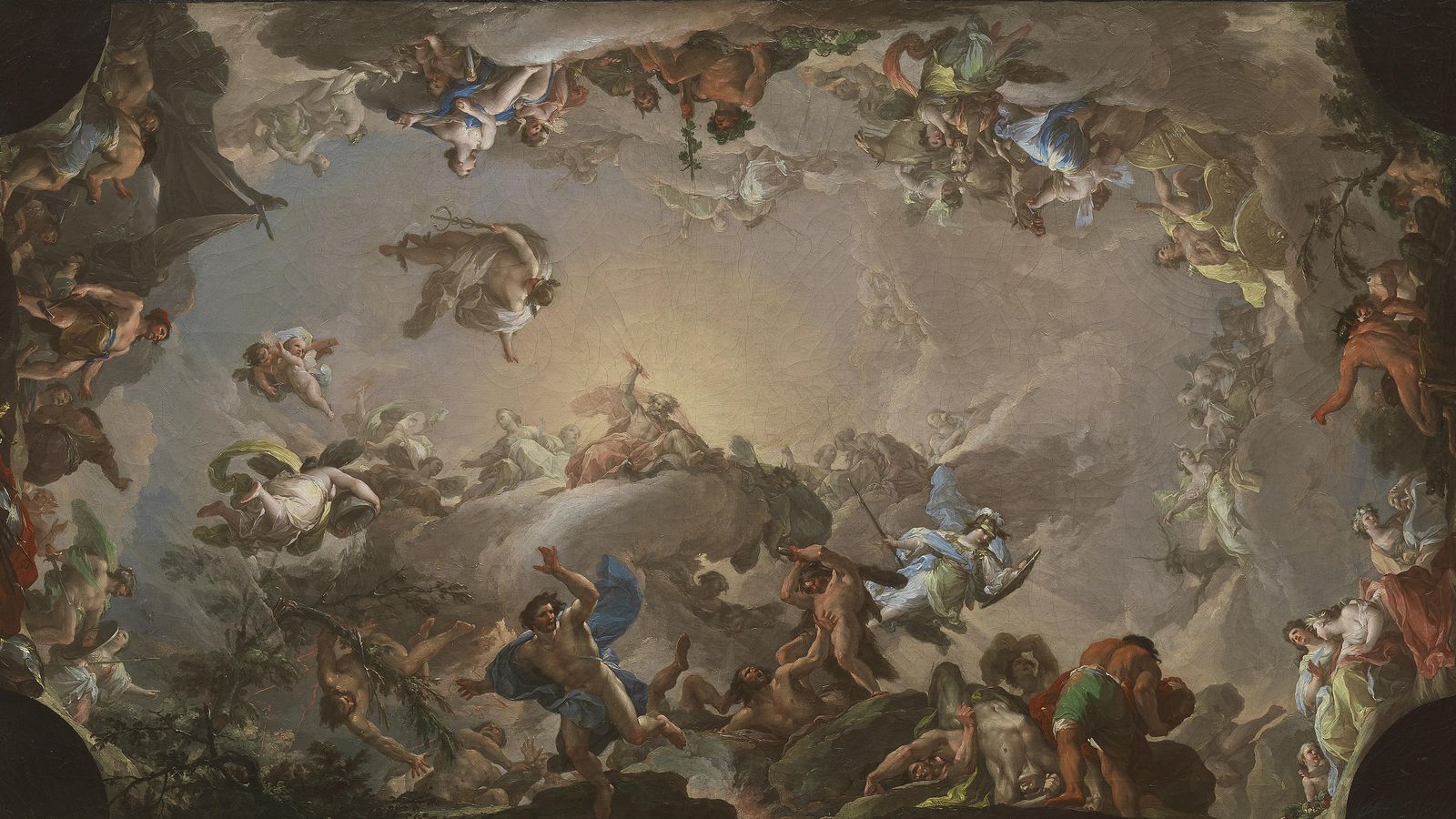 Foto: 'El Olimpo. Batalla de los gigantes' (1764), obra de Francisco Bayeu, inspirado en textos de Homero. (Museo del Prado)