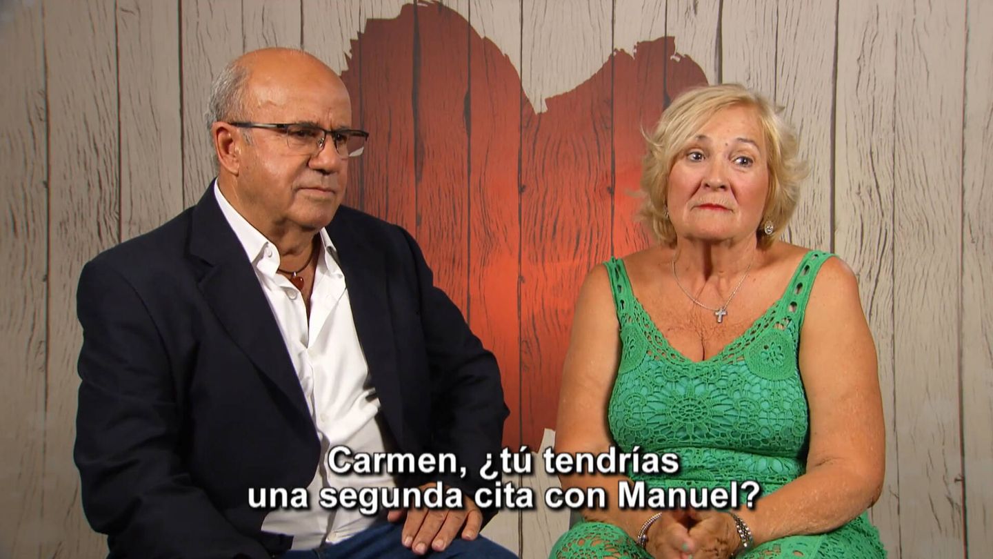 Manuel y Carmen, en la decisión final de 'First dates'. (Mediaset)