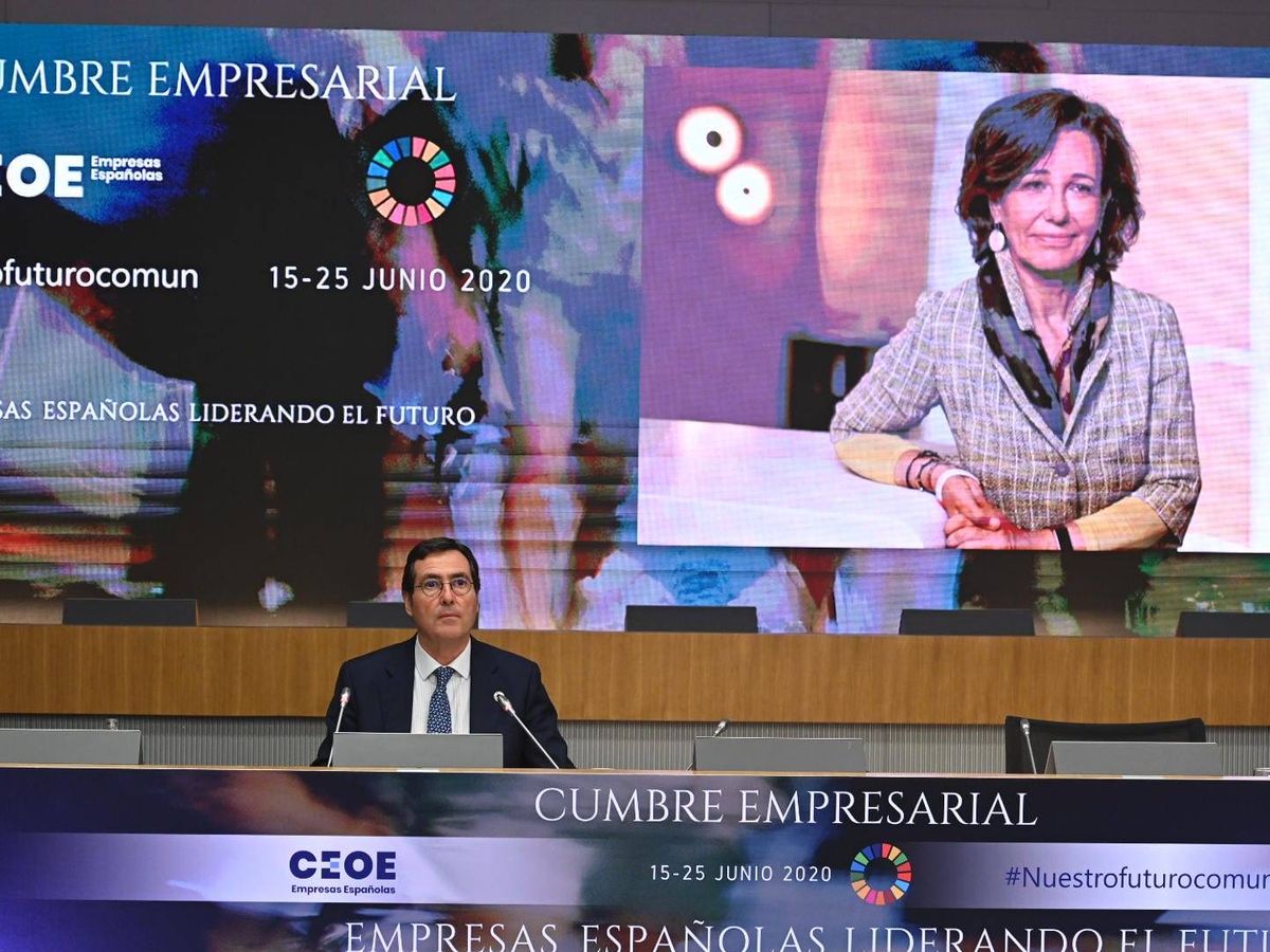 Foto: Ana Botín, presidenta de Banco Santander, interviene por videoconferencia.