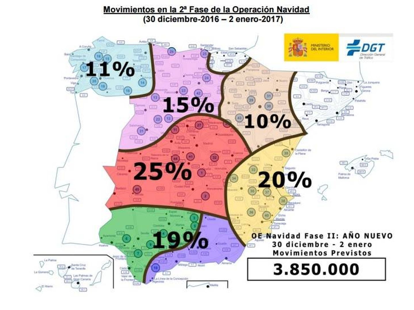 Así se dividirá el tráfico en España en los próximos días. (DGT)