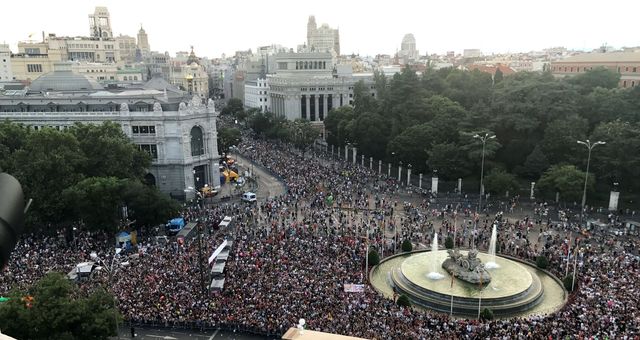 Vista general de la celebración del Orgullo en Madrid previa a la pandemia, en 2018. (EFE)