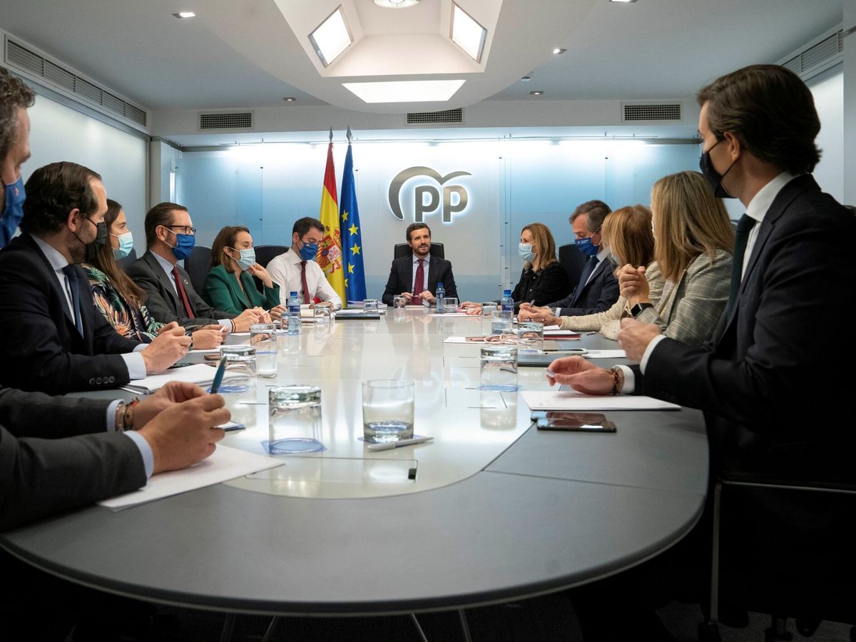 Foto: Pablo Casado preside una reunión del comité de dirección del PP. (EFE/Tarek)