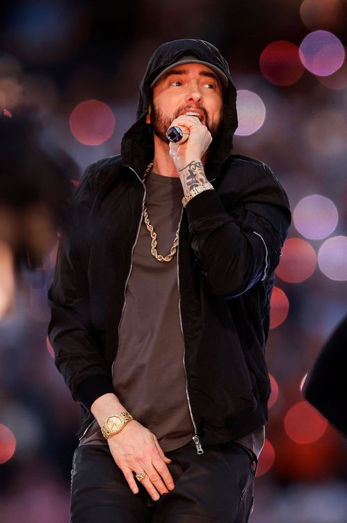 Eminem, en el descanso de la Super Bowl. (EFE)