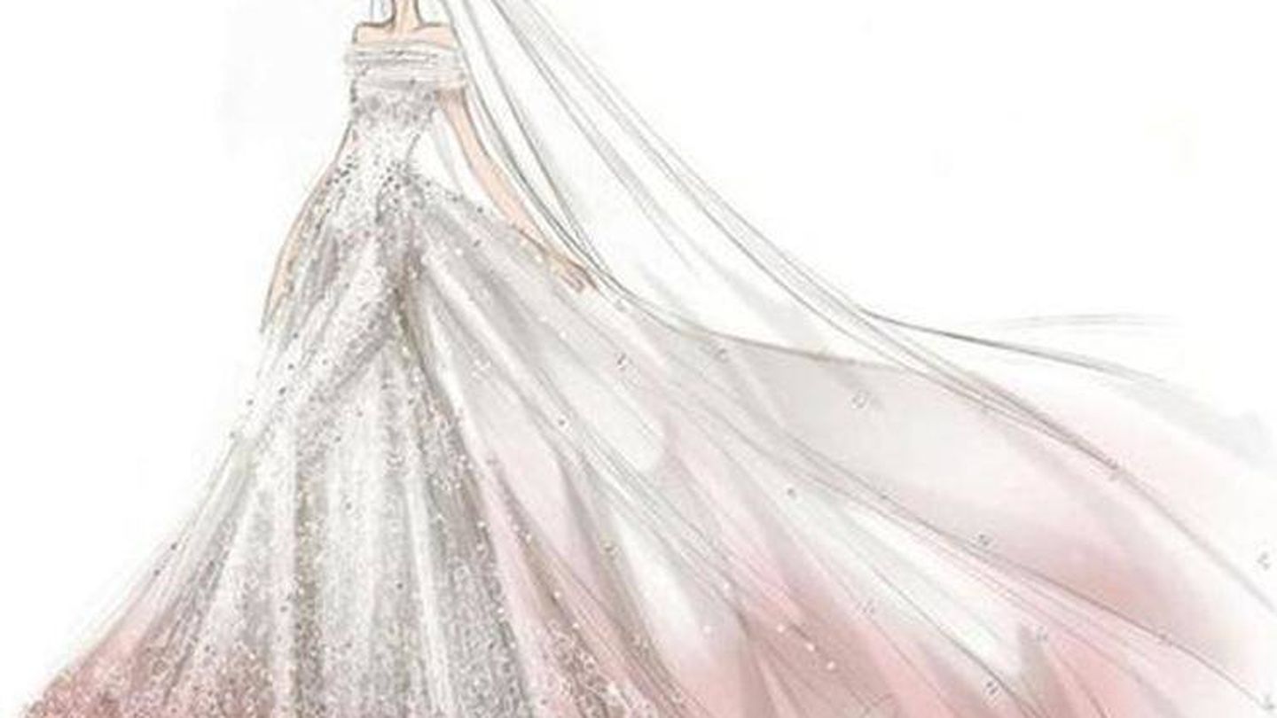 Diseño de Valentino para el vestido de novia de Anne Hathaway. (Valentino)