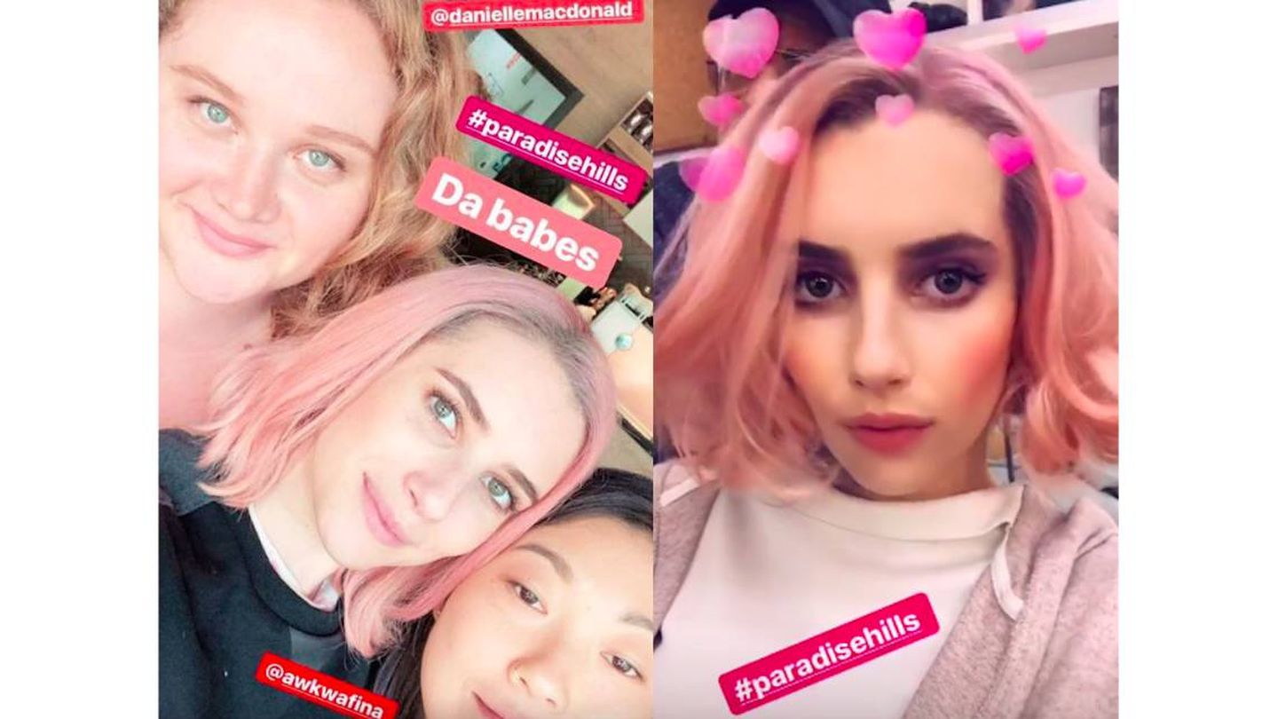 El día que Emma Roberts se atrevió con el pelo rosa. (Instagram)