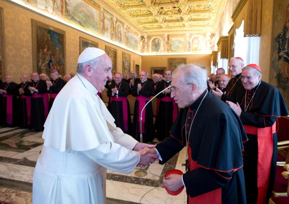 Foto: El papa Francisco y Rouco Varela, durante la última visita "ad limina" de los obispos a Roma (EFE).