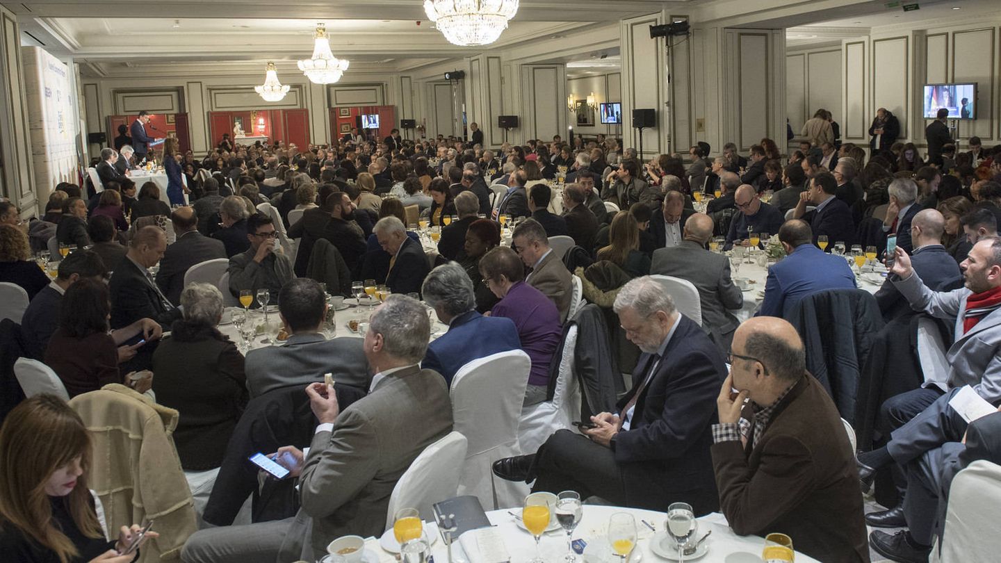 Un momento del desayuno informativo de Pedro Sánchez organizado por Nueva Economía Fórum en el hotel Palace de Madrid, este 9 de enero de 2018. (Borja Puig | PSOE)