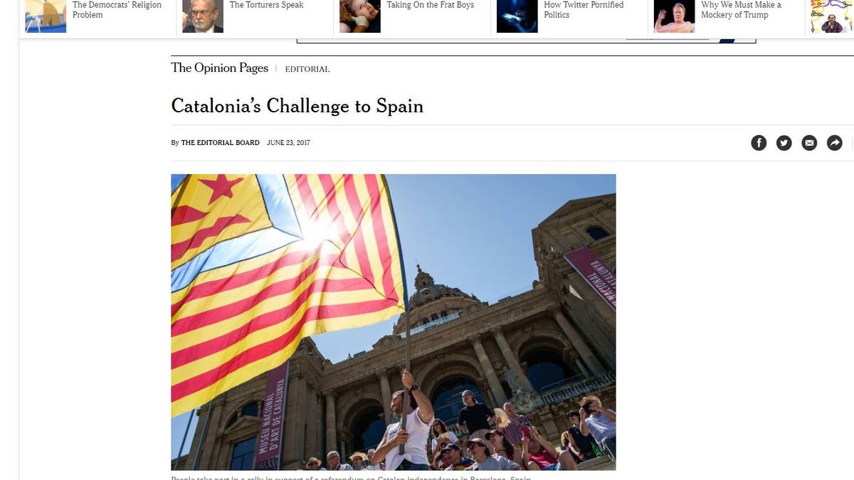 'The New York Times' insta al Gobierno a permitir el referéndum catalán