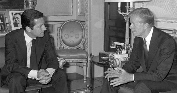 Foto: Adolfo Suárez visita la Casa Blanca, en 1977, junto a Jimmy Carter (EFE)