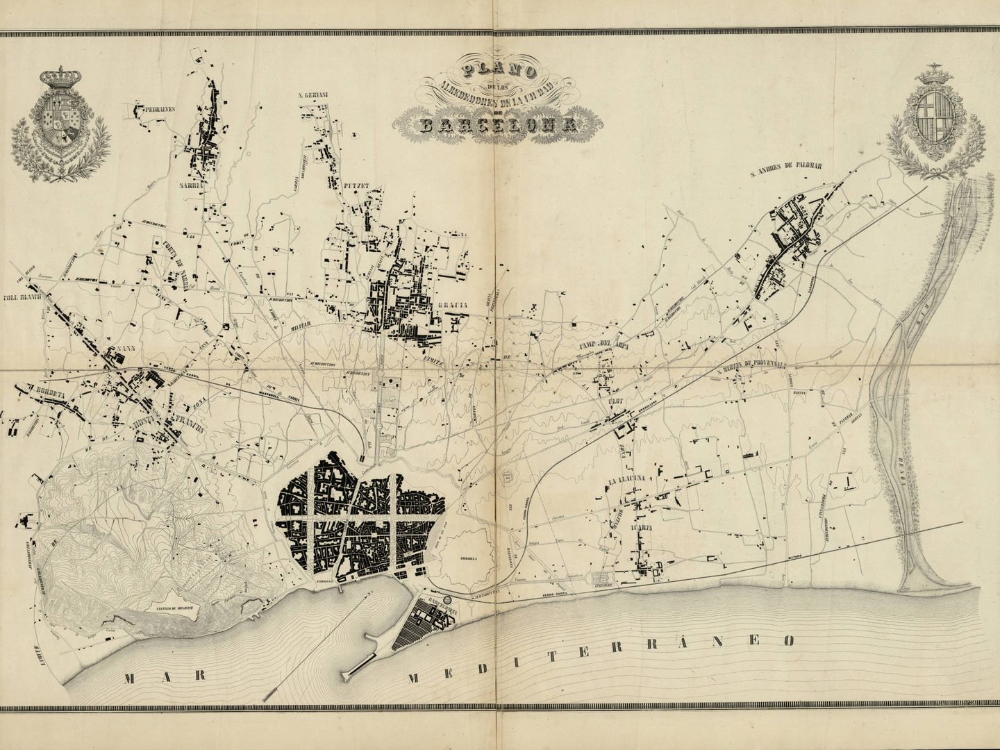Plano topográfico de Barcelona y su llano (Ildefons Cerdà,1855).