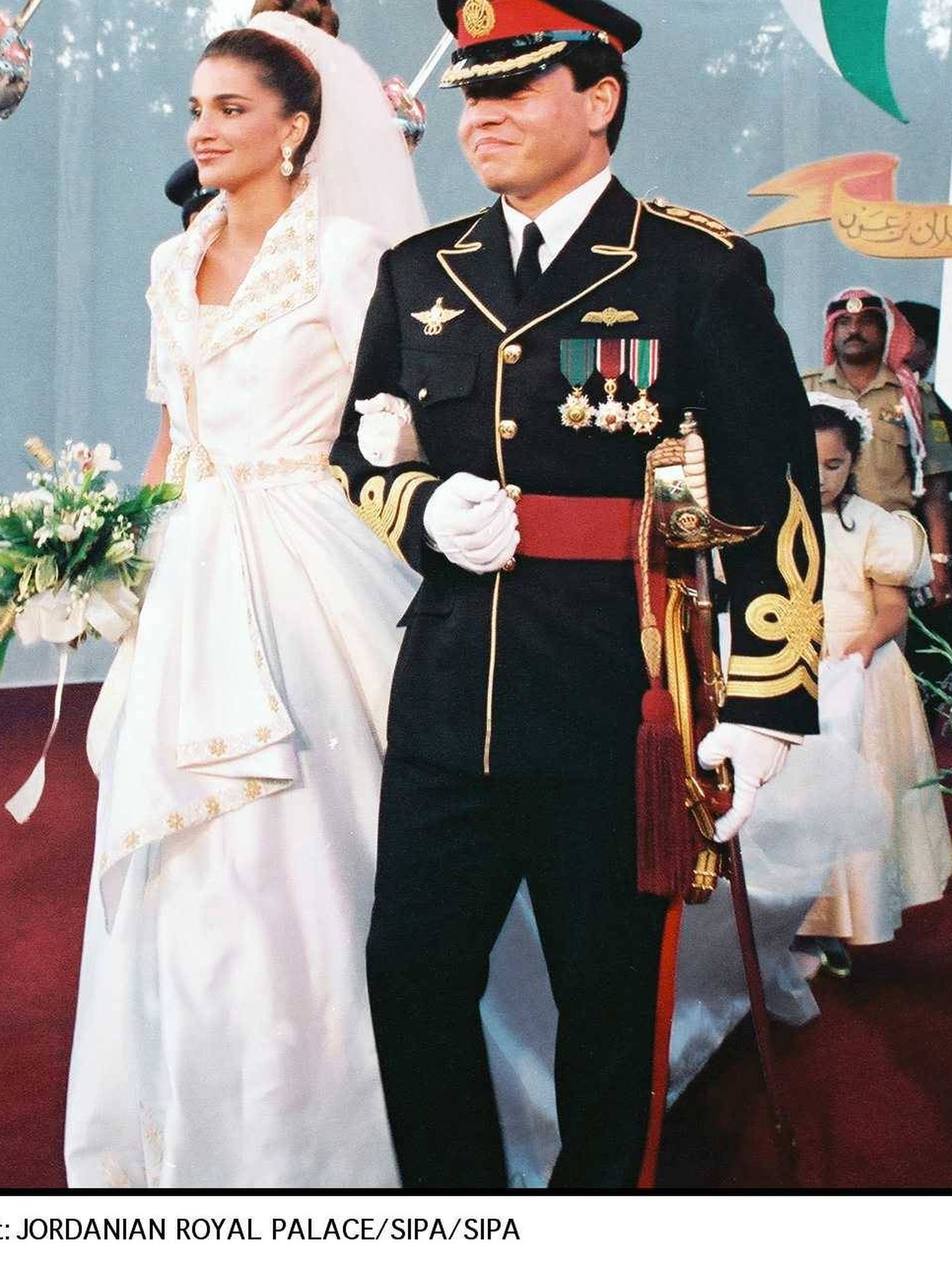 Rania de Jordania, el día de su boda. (Cordon Press)