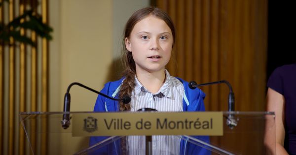 Foto: Greta Thunberg, en el acto en el que se le entregaba la llave de la ciudad de Montreal (REUTERS/Andrej Ivanov)