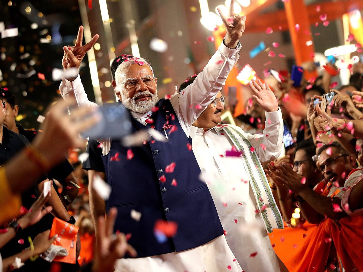 Foto: El primer ministro de la India, Narendra Modi, tras el recuento electoral. (EFE/EPA/Harish Tyagi)