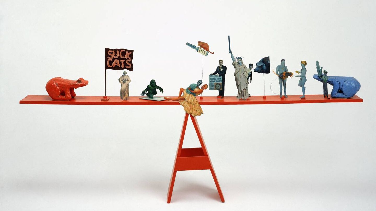 Red Seesaw, 'Balancín rojo', 1968-1969. Oyvind Fahlstrom. (Colección del IVAM Institut Valencià d’Art Modern, Generalitat)