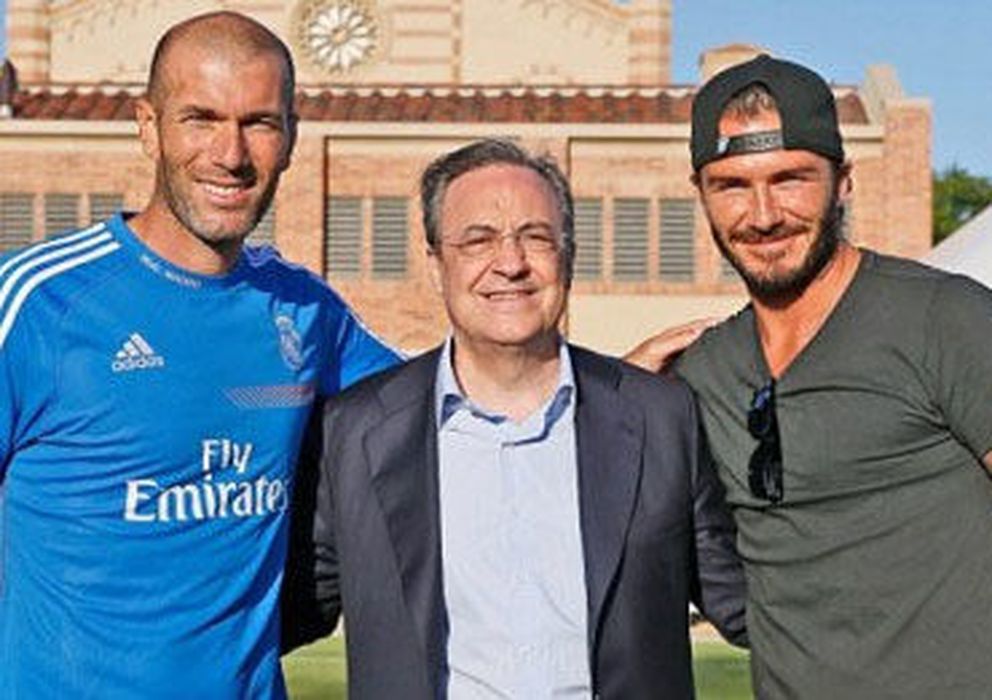 Foto: Florentino, con Beckham y Zidane