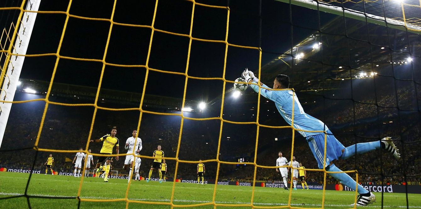 Keylor Navas durante el partido de Champions ante el Dortmund (REUTERS) 