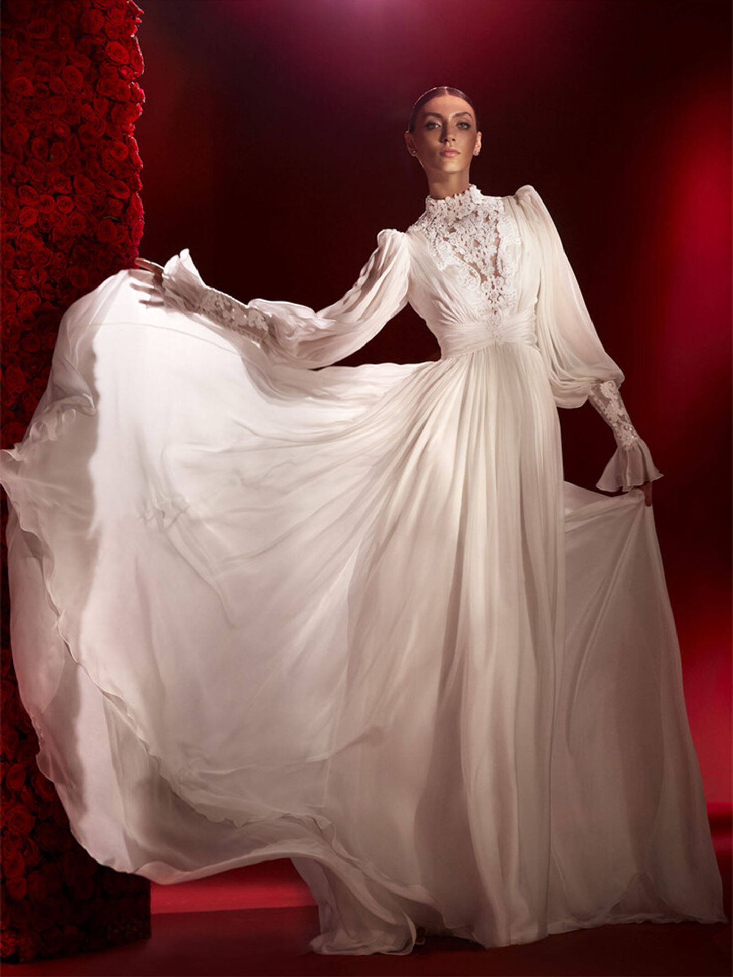 Vestido de novia ‘Pavlova’ de la firma nupcial Pronovias, de inspiración victoriana. (Pronovias/Cortesía)