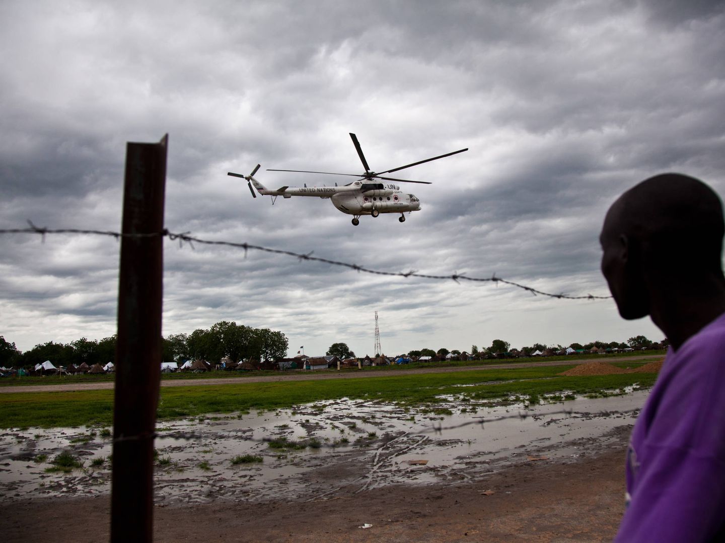 Un helicóptero de la ONU aterriza en Pibor, Sudán del Sur, en julio de 2012. (Reuters)
