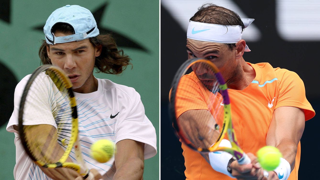Rafa Nadal. Izquierda, 2008 (EFE); derecha, 2023. (Getty)