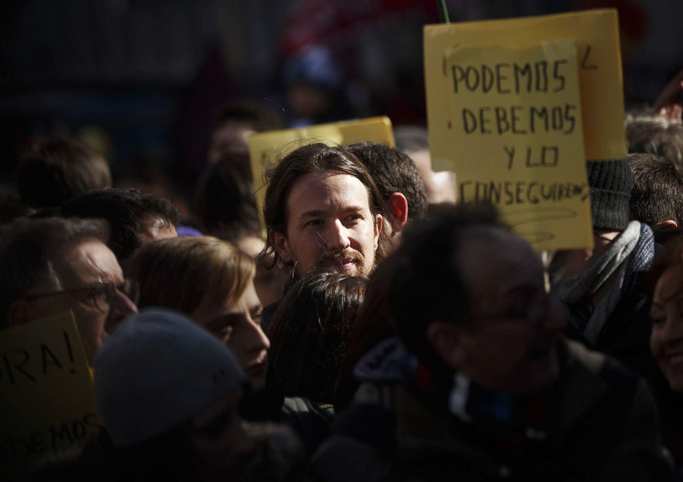 Foto: El líder de Podemos, Pablo Iglesias, durante la manifestación del pasado domingo. (AP)