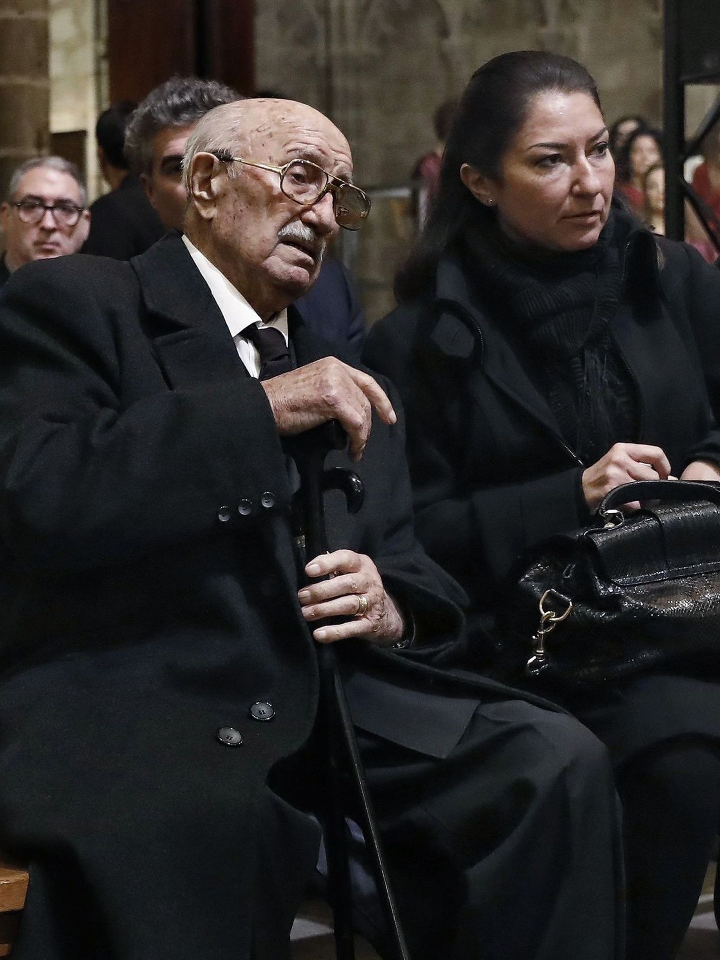 Bernabé Martí y su hija, Montserrat Martí, en el funeral de Montserrat Caballé. (EFE/Dalmau)