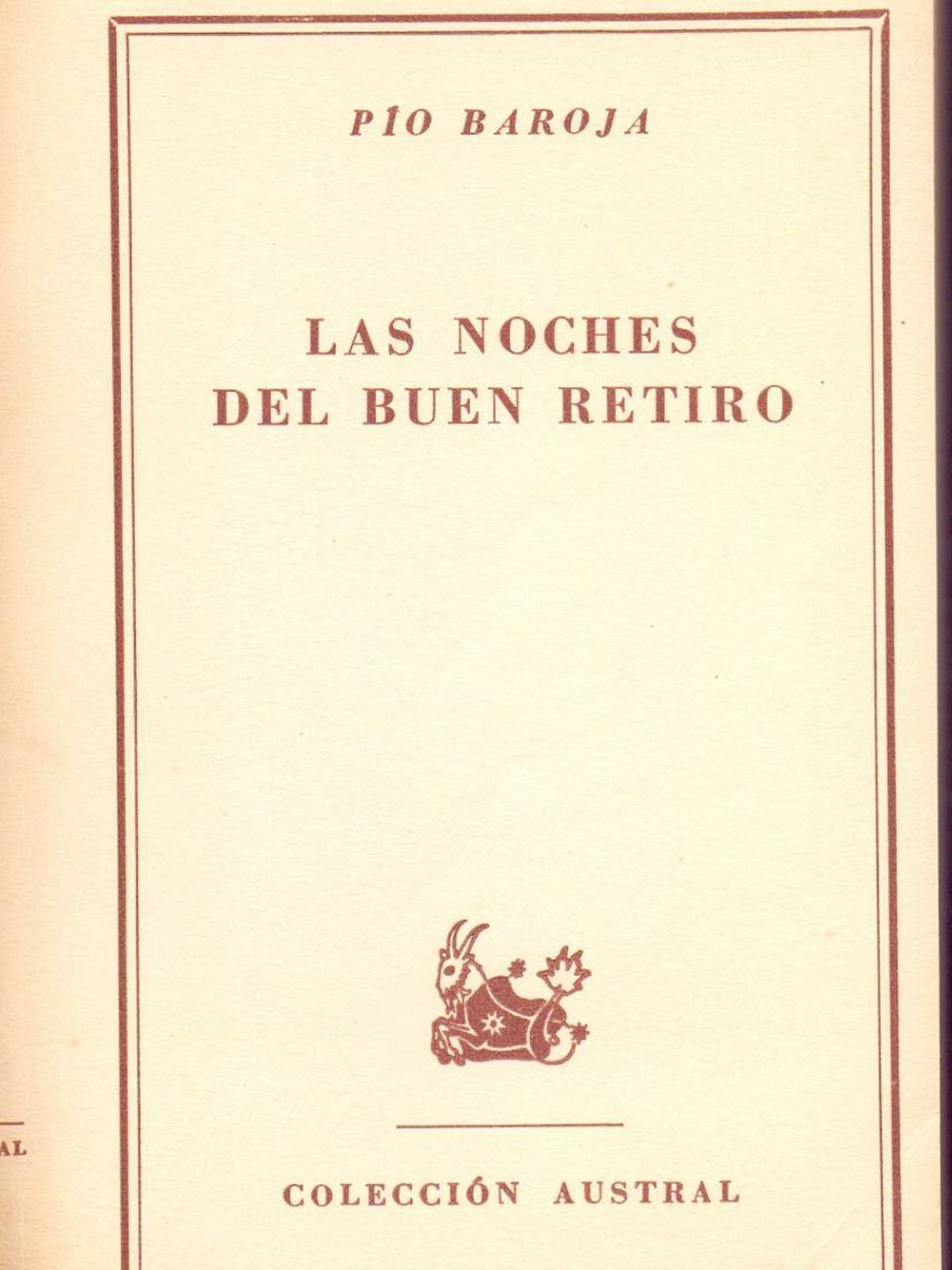 Portada de 'Las noches del Buen Retiro', de Pío Baroja, 1952. (Colecciones Austral)