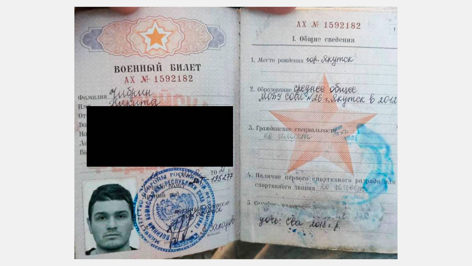 El pasaporte ruso de Nikita.