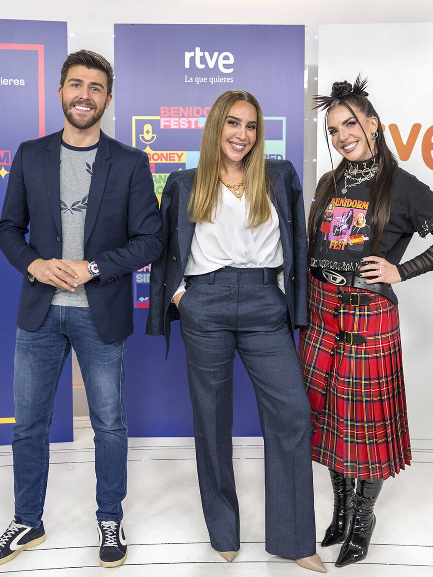 Rodrigo Vázquez, Mónica Naranjo e Inés Hernand, los presentadores envueltos en la polémica de la diferencia de sueldo. (RTVE)