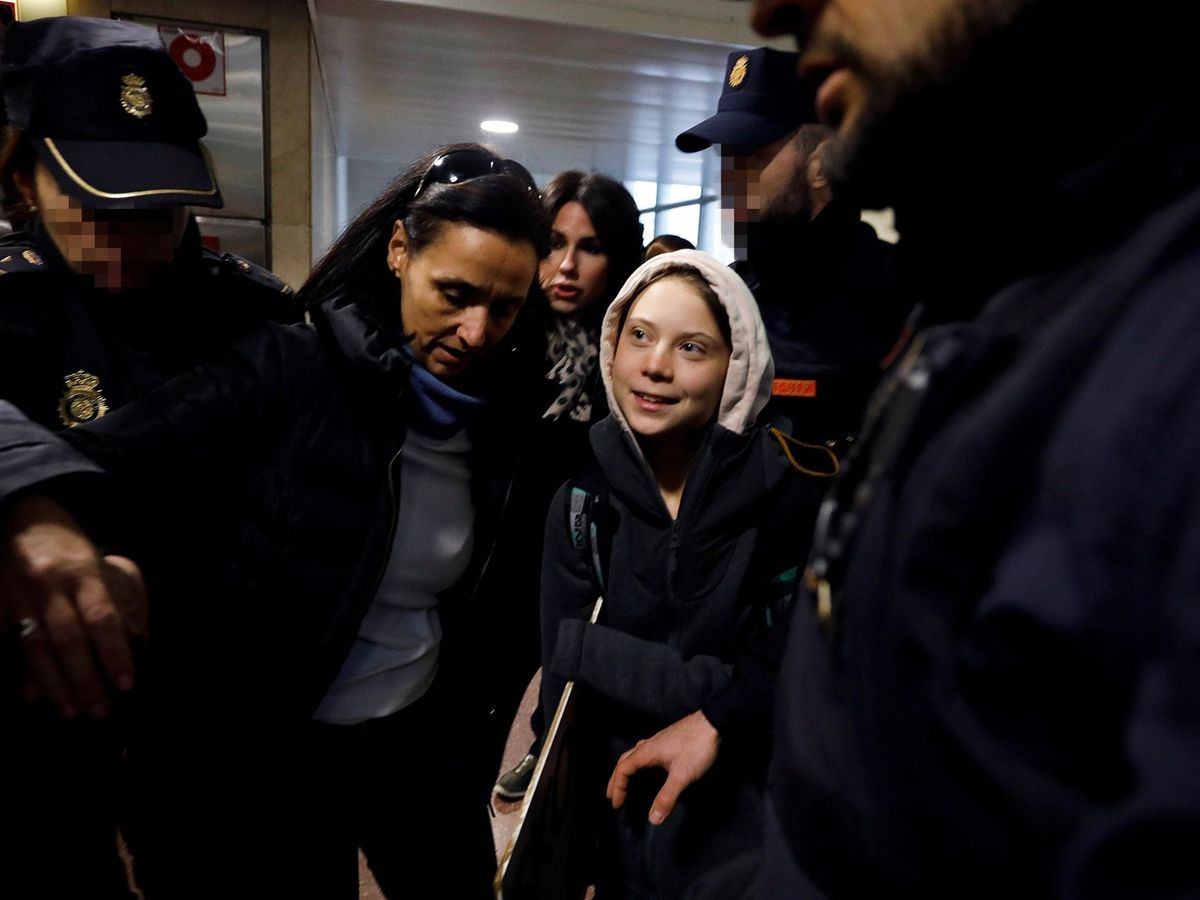 Foto: Greta Thunberg, a su llegada a Madrid. (EFE)