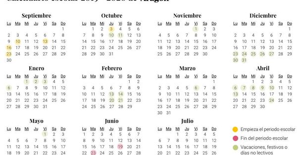 Foto: Calendario escolar 2019-2020 en Aragón (El Confidencial)