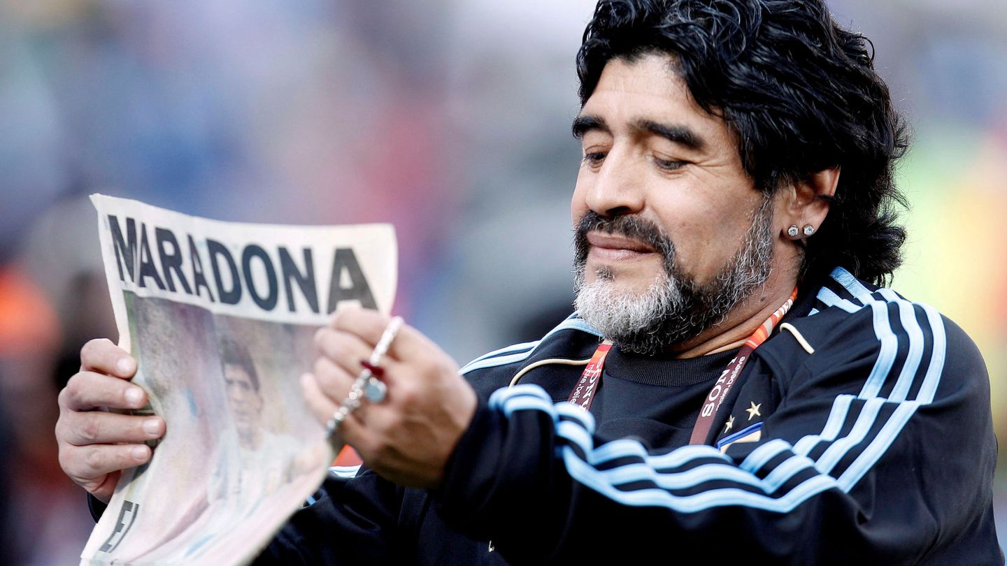 Maradona, en el Mundial de Sudáfrica. (Action Images) 