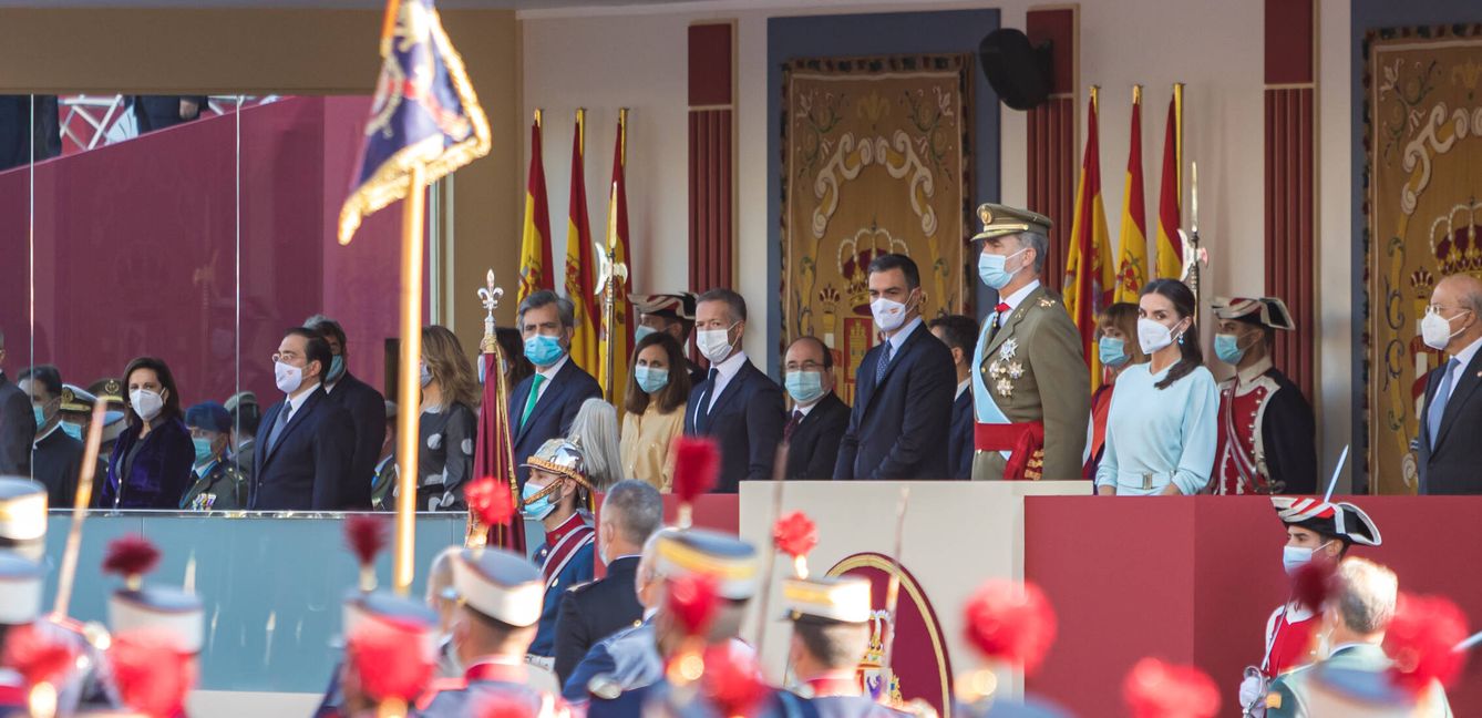 La familia real española durante el 12 de octubre de 2021. (Getty)