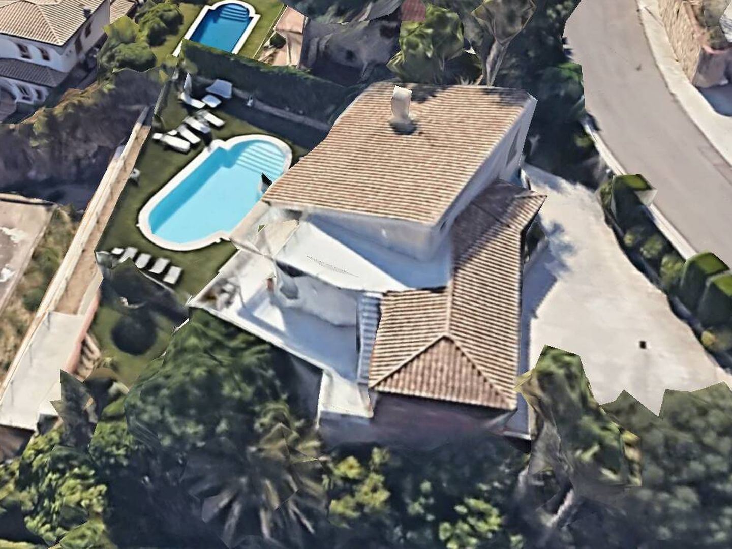 Vista aérea del chalé que ha comprado Xavi Hernández. (Google Earth)