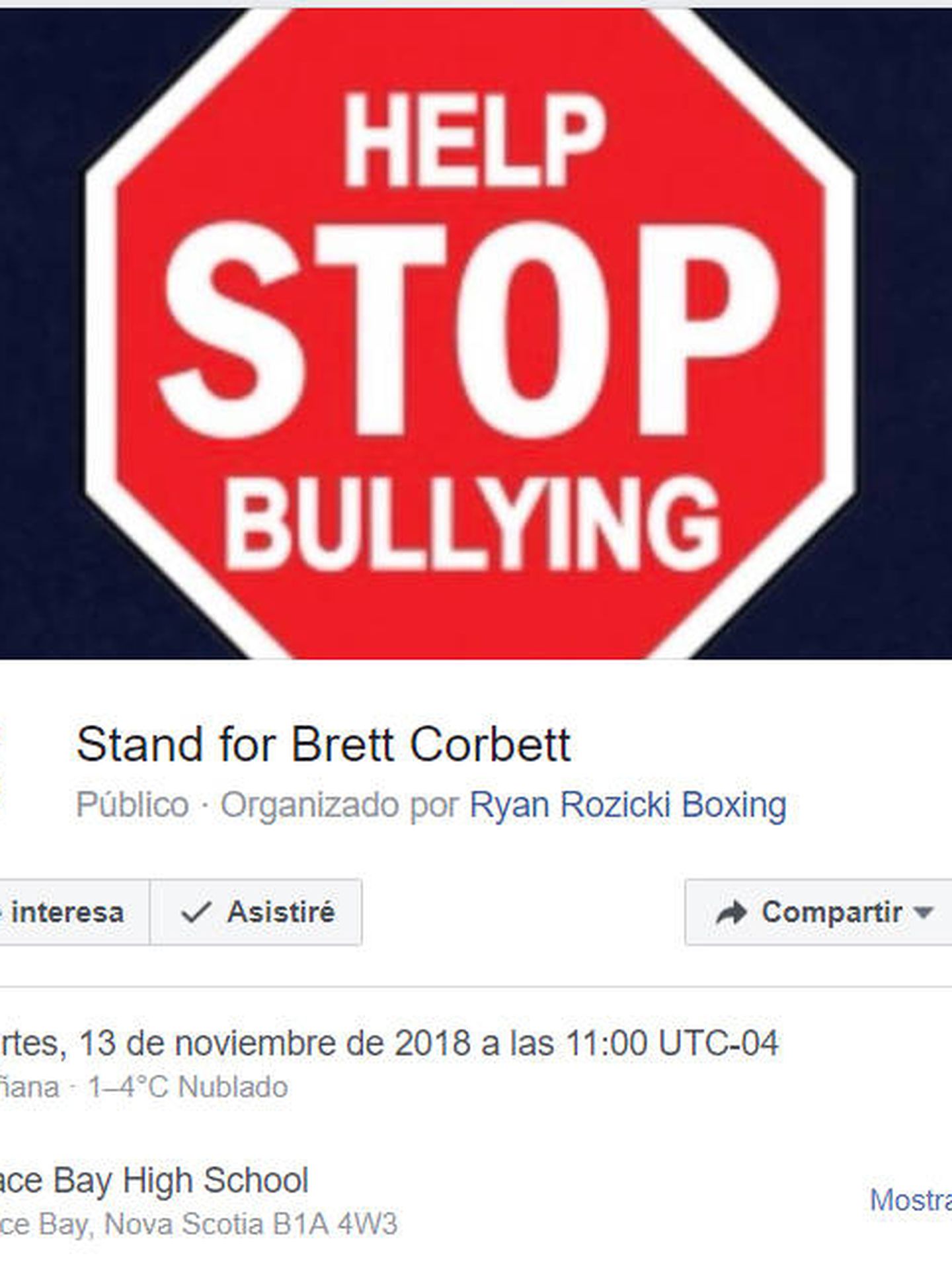 Manifestación de apoyo a Brett organizada a través de Facebook