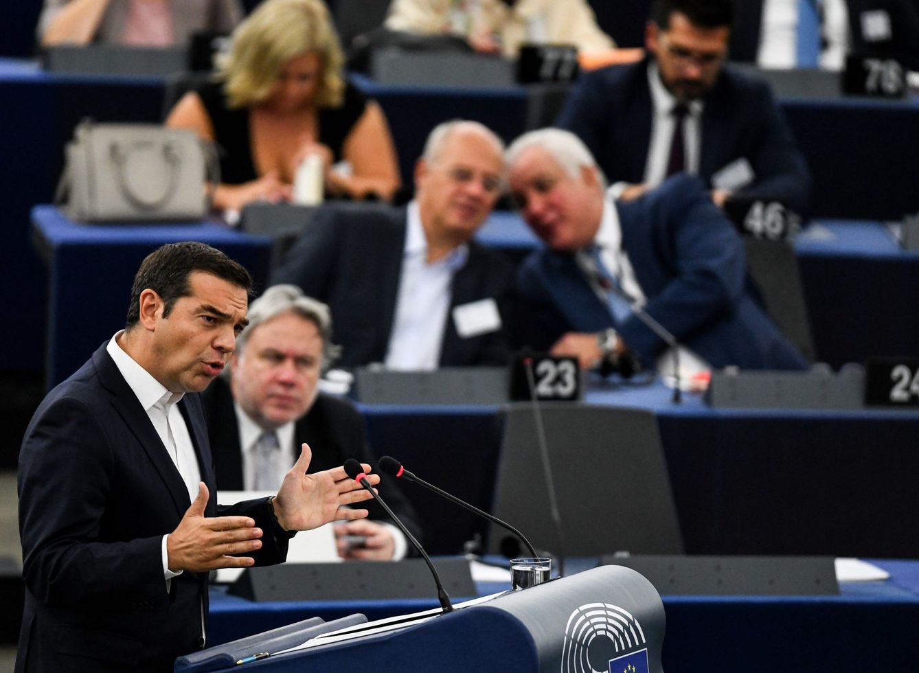 Tsipras, durante un discurso sobre el futuro de la UE. (EFE)