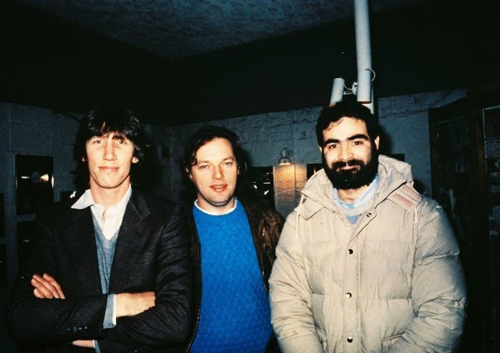 Foto: De izquierda a derecha, Roger Waters y David Gilmour (Pink Floyd) con Hugo Zuccarelli