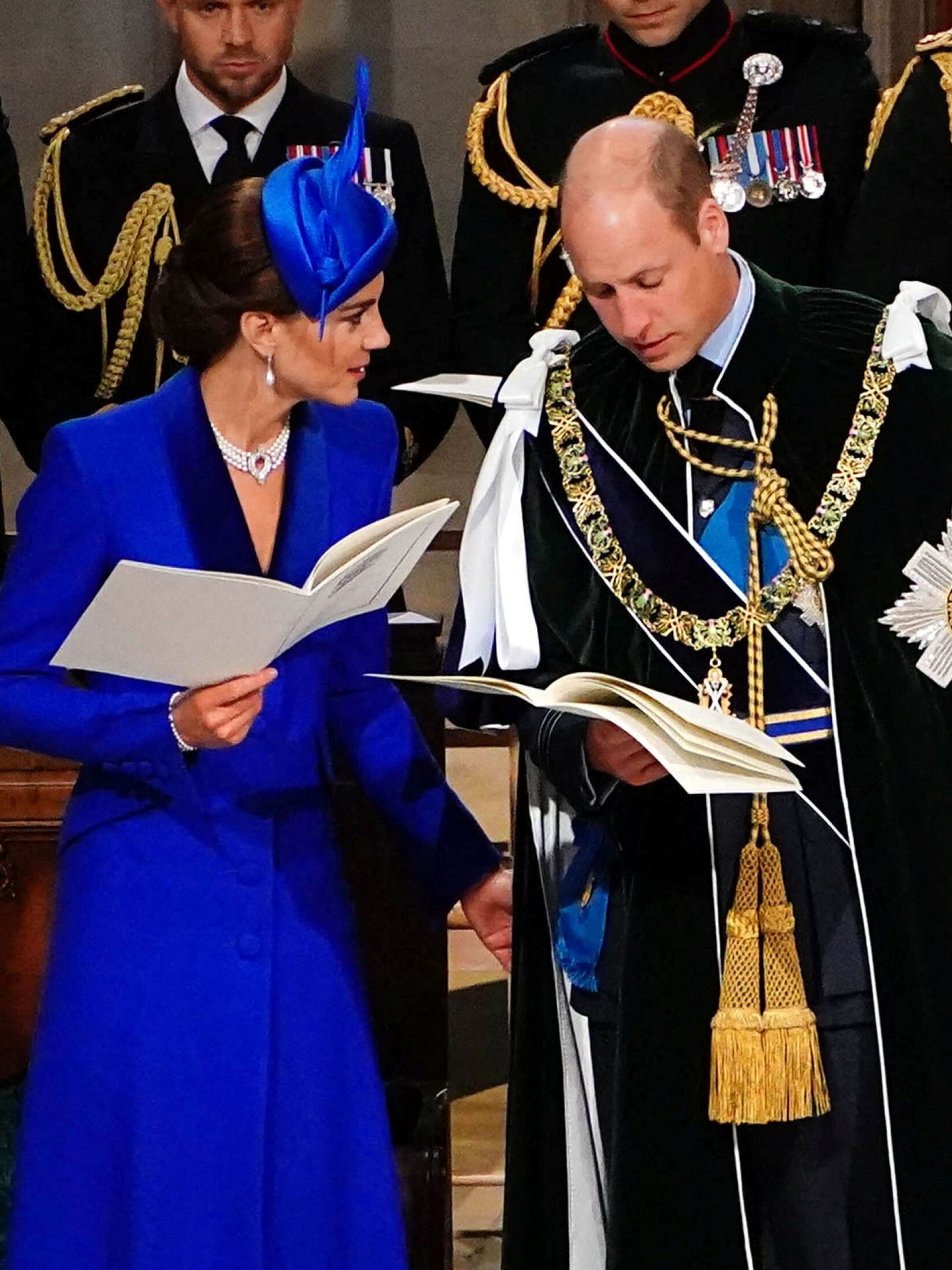 Los principes Guillermo y Kate, durante la misa en la presentación de los Honores de Escocia al rey Carlos III. (Reuters/Pool/Aaron Chown)