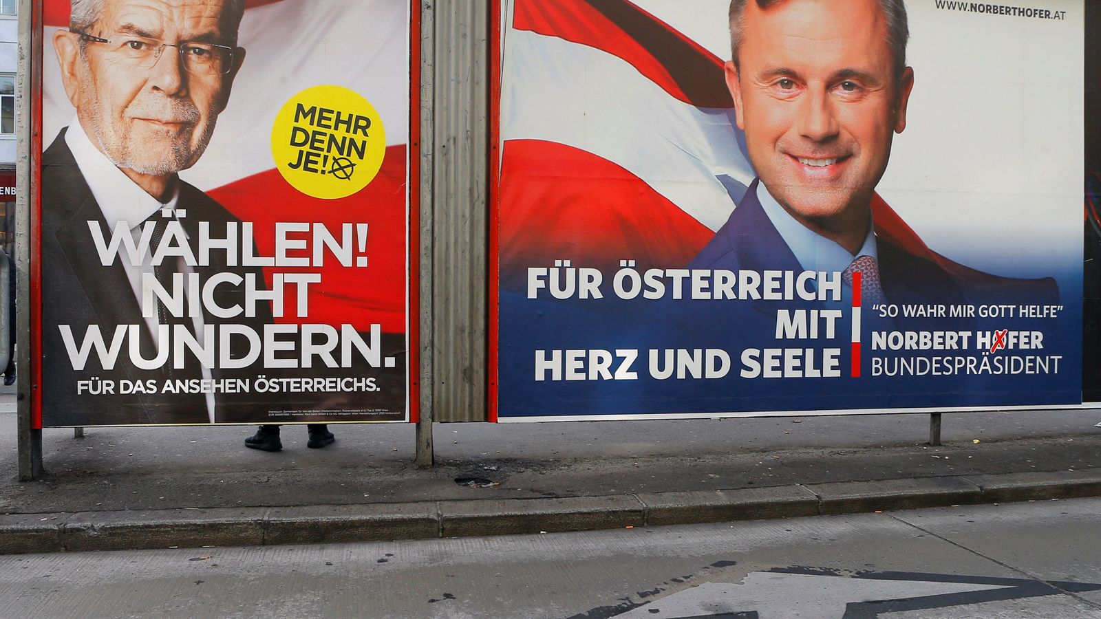 Foto: Carteles de los dos candidatos austríacos. (Reuters)