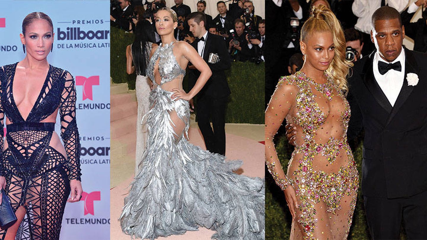 Jennifer, Rita y Beyoncé han lucido los naked dress que parecen haber inspirado la parte superior del vestido de Victoria.