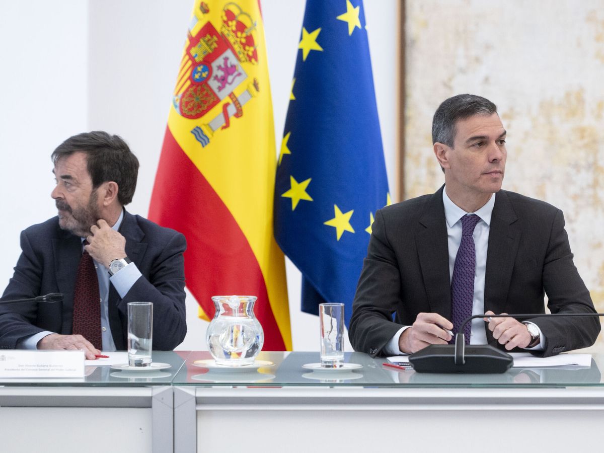 Foto: El presidente del CGPJ, Vicente Guilarte y Pedro Sánchez. (Alberto Ortega/Europa Press)