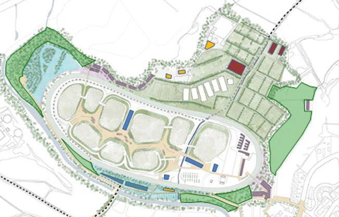 Plano del proyecto de Sol Daurella y Carles Vilarrubí en Sitges, con la pista ovalada como protagonista. (Generalitat de Cataluña)