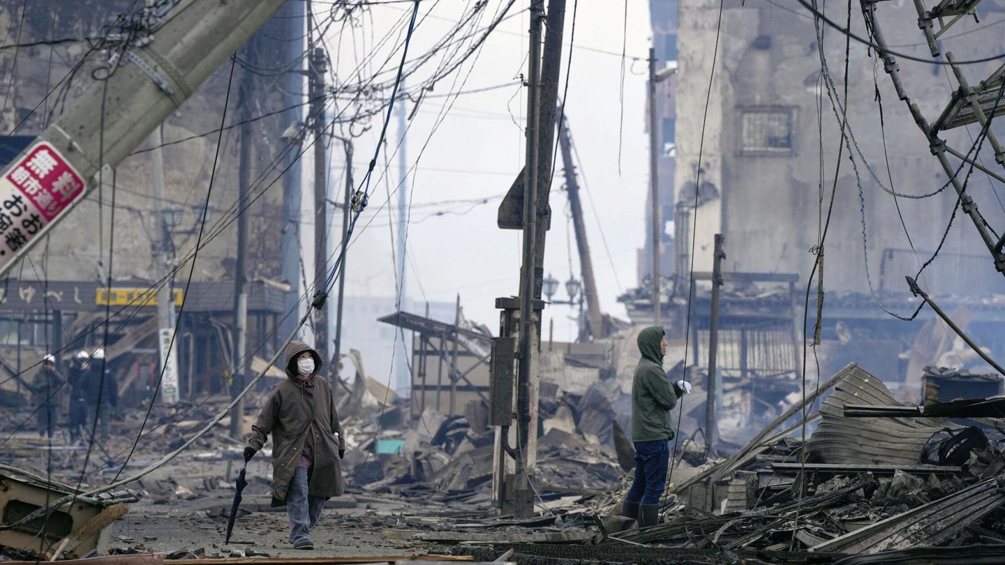 La ciudad de Wajima tras el incendio producido tras el terremoto. (Reuters)