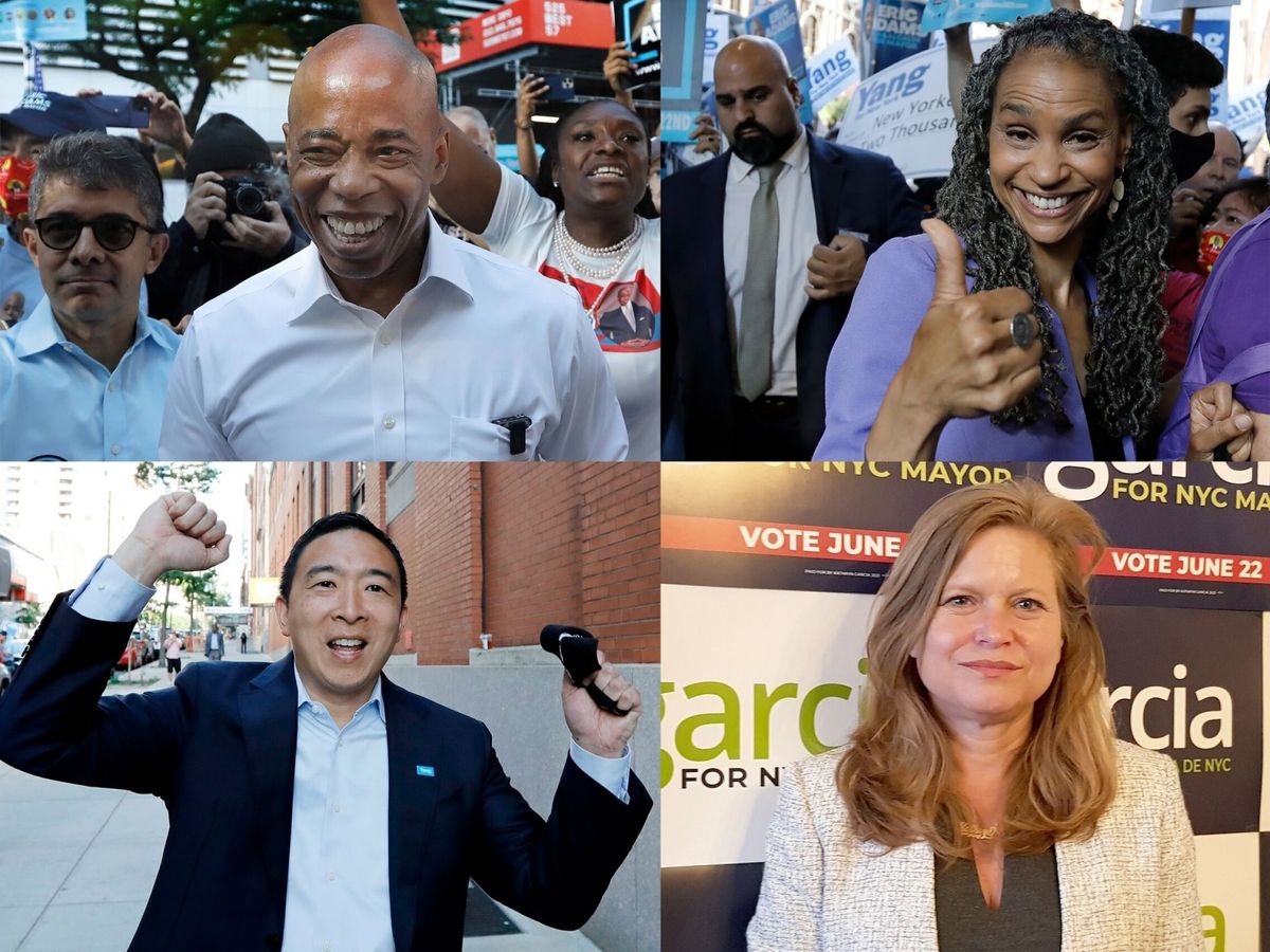 Foto: Los cuatro candidatos principales a la alcaldía (i-d): Eric Adams, Maya Wiley, Andrew Yang y Kathryn Garcia. (EFE)