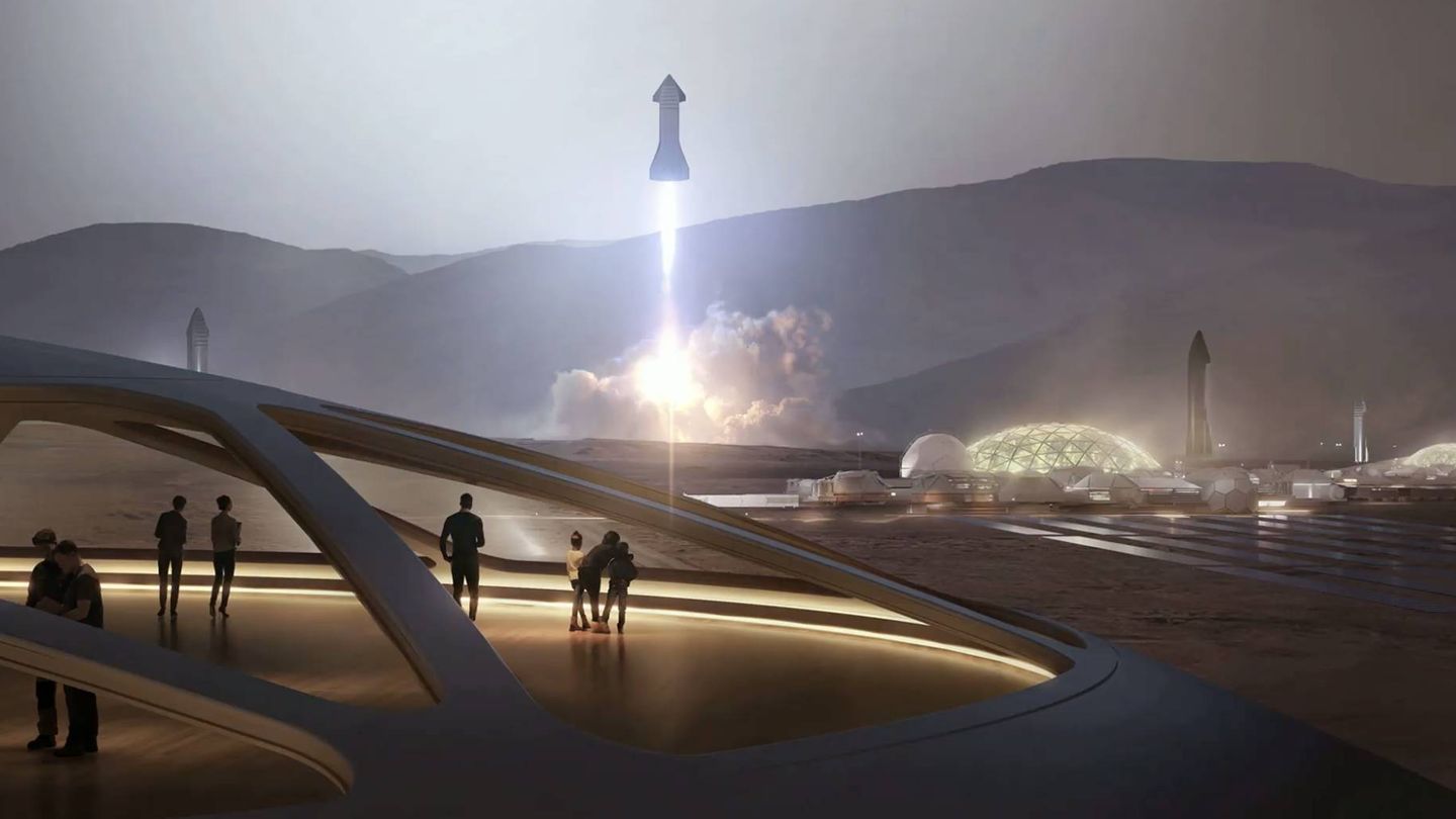 Concepto de Starships y la base marciana Alpha (SpaceX)