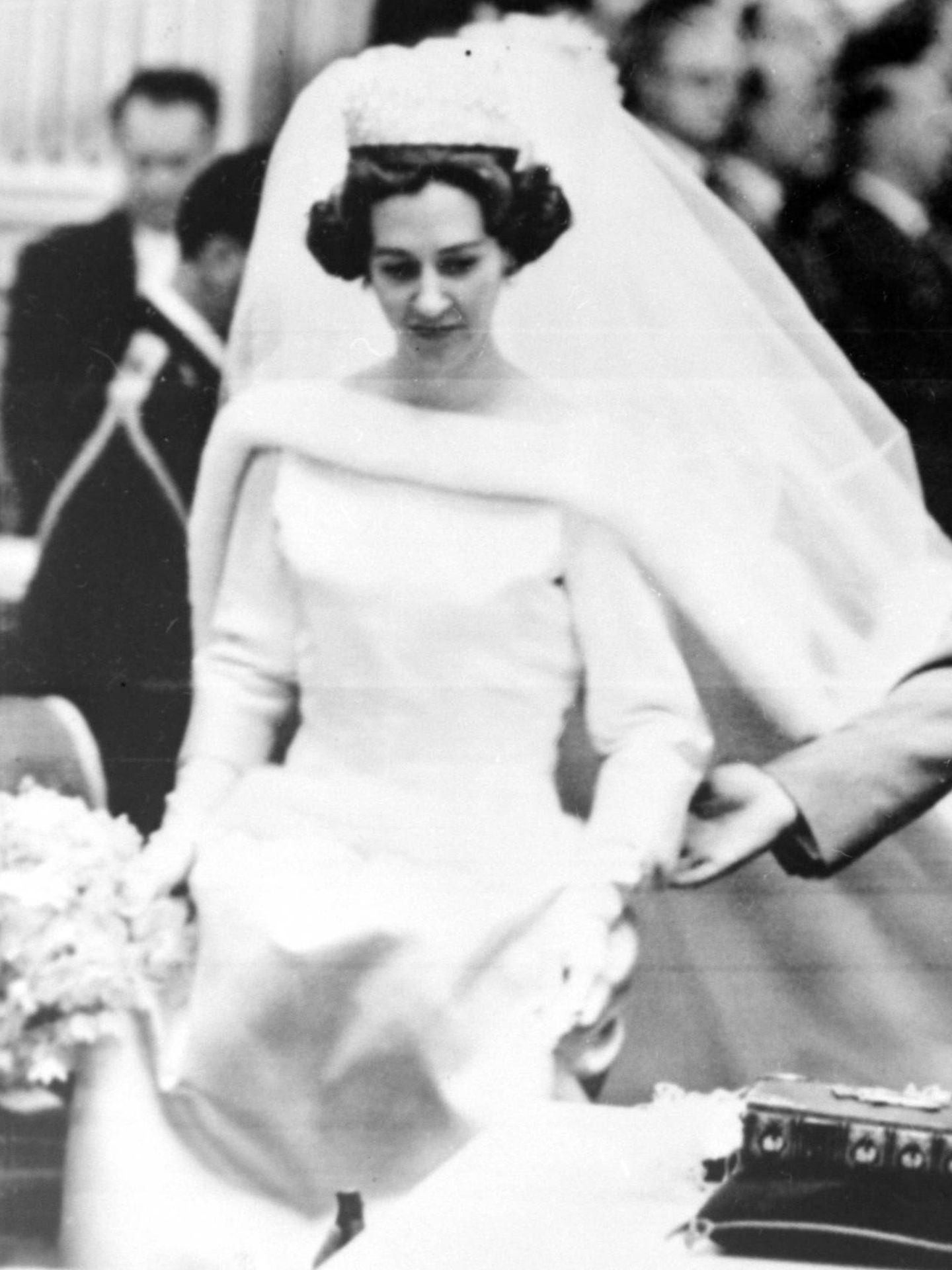 Detalle del vestido de novia de Fabiola de Bélgica. (Cordon Press)