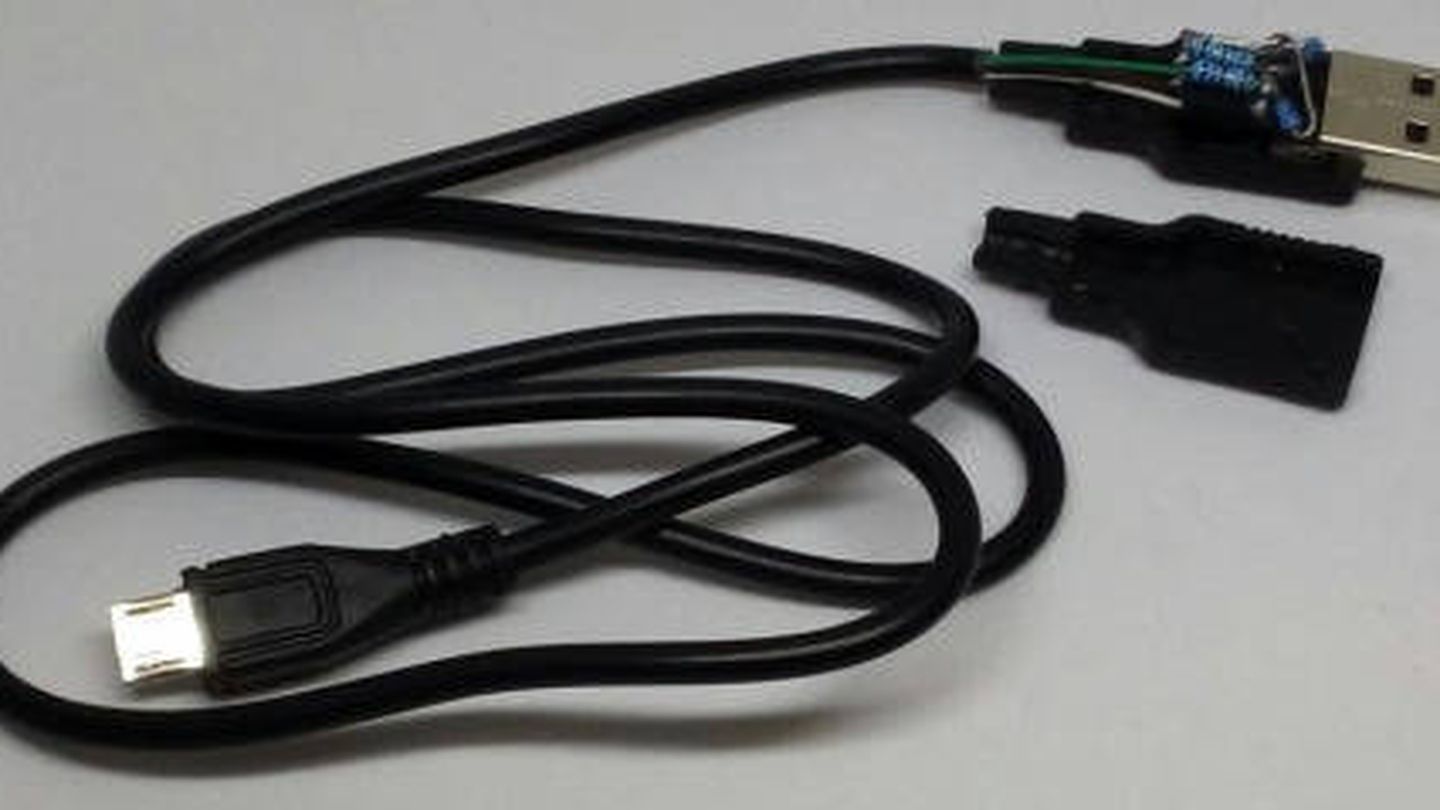 Cable USB manipulado. (Imagen cedida)
