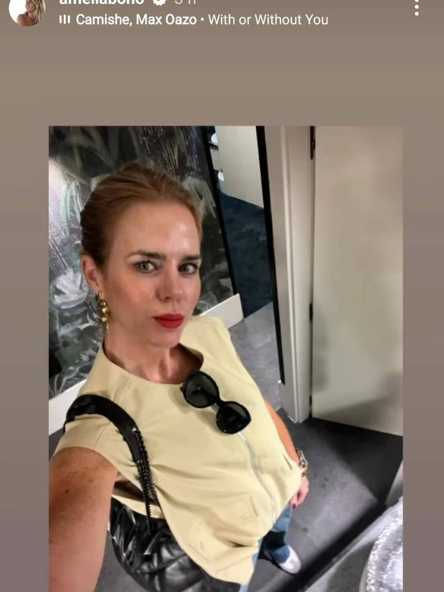 Amelia Bono con chaleco de Zara de estreno. (Instagram/@ameliabono)